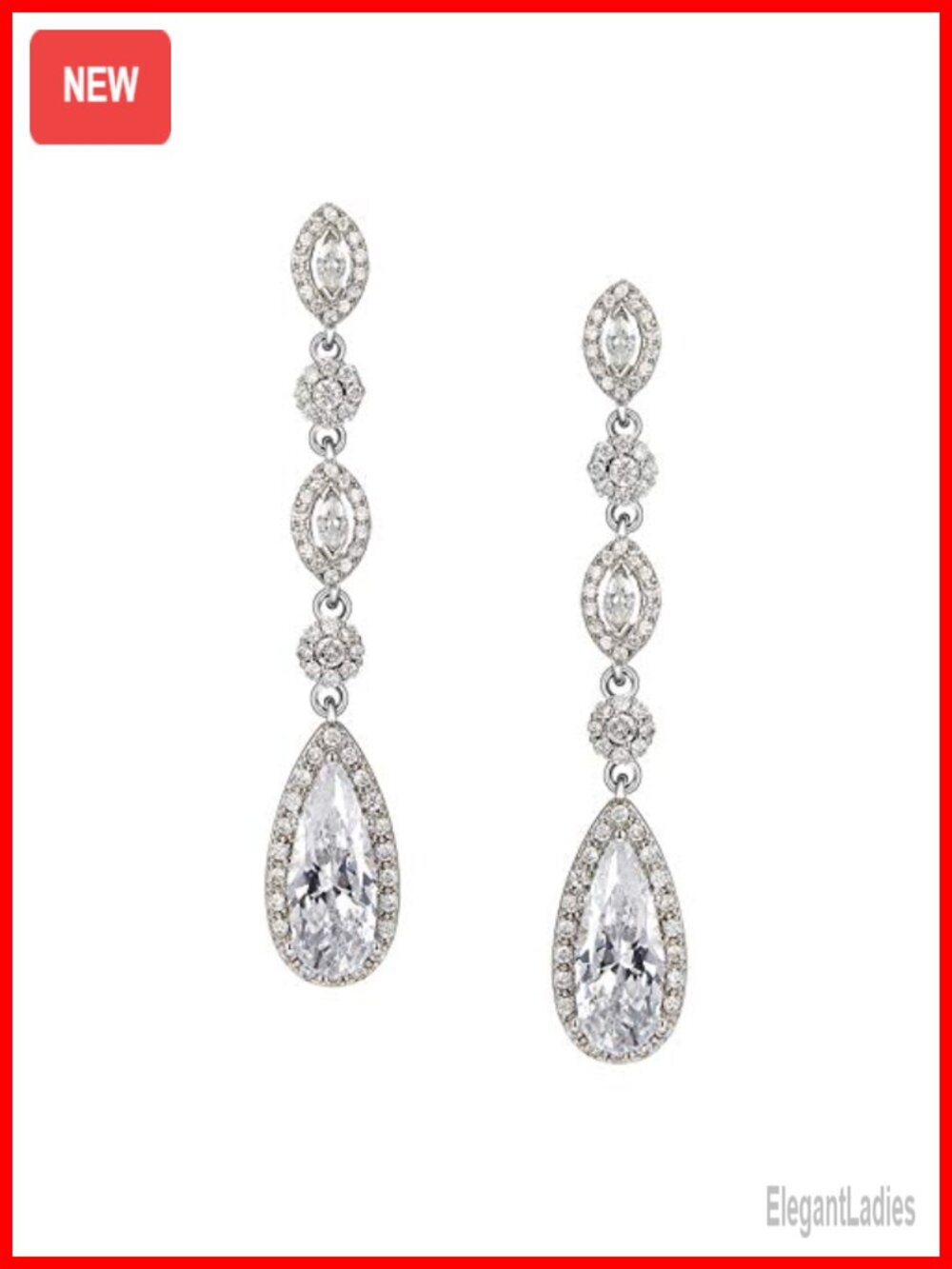 SWEETV Crystal Chandelier Dangle Drop Earrings Silver Plated Copper